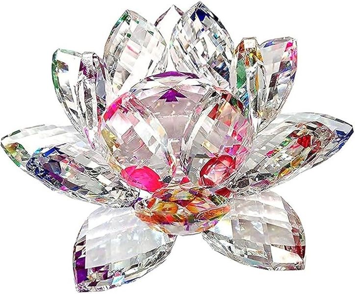 3 inch Sparkle Crystal Lotus Flower Feng Shui Home Decor with Box