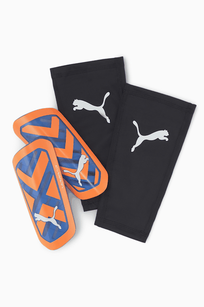 Puma ULTRA Flex Sleeve Soccer Shinguards - Ultra Orange/Blue Glimmer