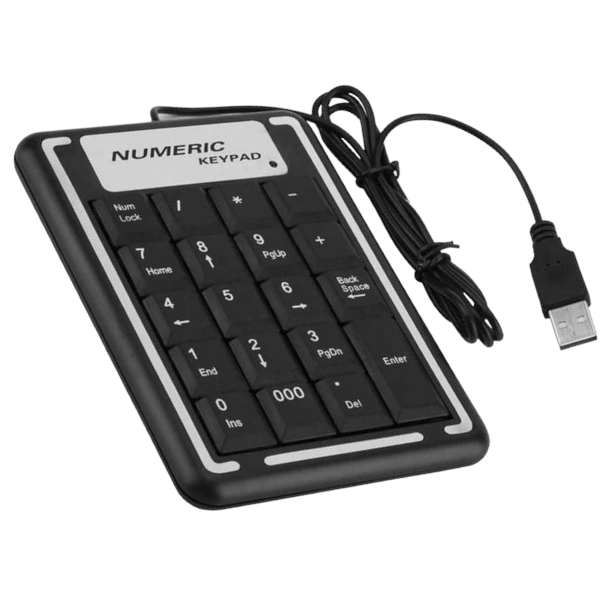 High Quality Mini Numeric Keypad With 19 Keys And USB Connection - Black