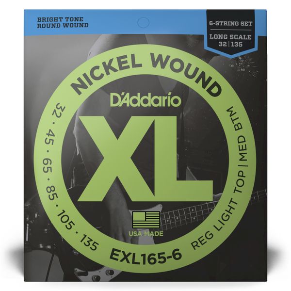 D'Addario EXL165-6 Bass Guitar Strings Custom Light 32-135 Long Scale