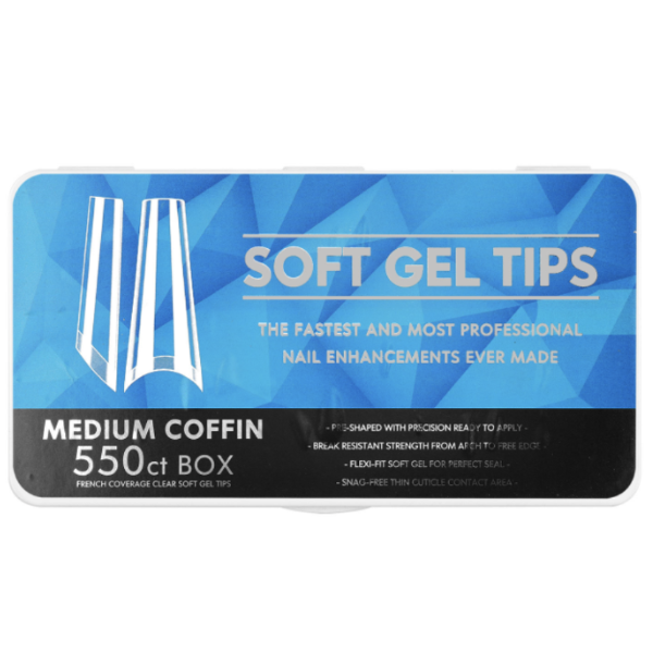 Soft Gel Tips - French Cover Medium Coffin - 550 Piece - Nails by Nicole