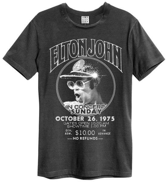 Elton John - Live Concert: Vintage T-Shirt Charcoal (Parallel Import)