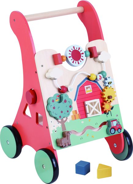 Wooden Baby Activity Walker - Farm Busy Board - Toddler Toy