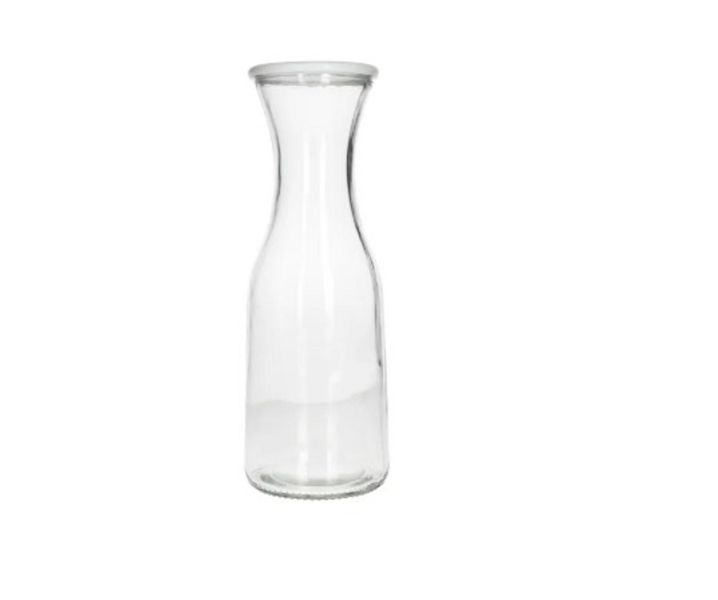 Wide Mouth Glass Juice Bottle Decanter Jug With Plastic Lid- 1L