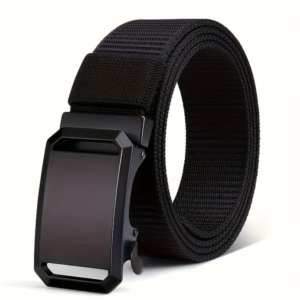 Adjustable Men's Webbing Belt with Toothless Auto Buckle