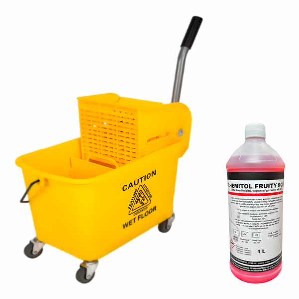 Bucket &amp; Wringer 20lt With 1lt Chemitol Floor Cleaner (300g Mop Max - Only)