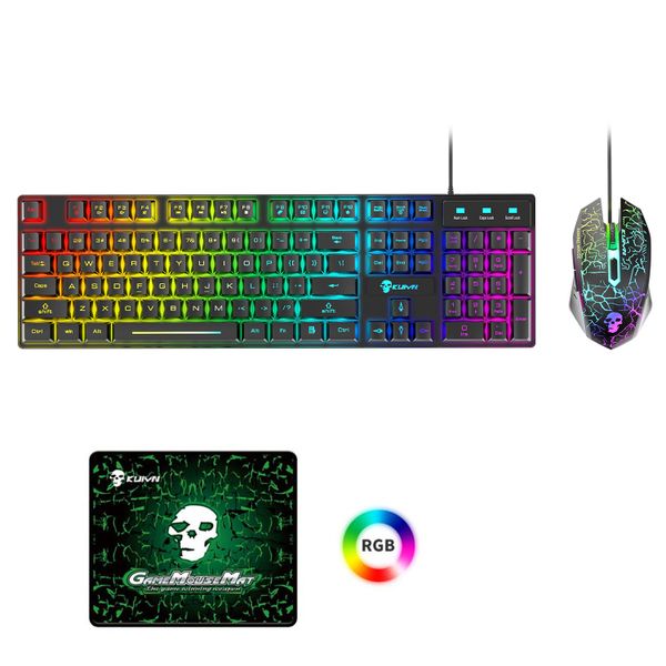 Olive Tree - Ergonomic Wired Mechanical Feel RGB Gaming Keyboard Mouse