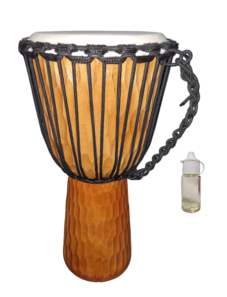 Djembe Drum Light Carved Wood with Treatment Oil - 24cm x 50cm