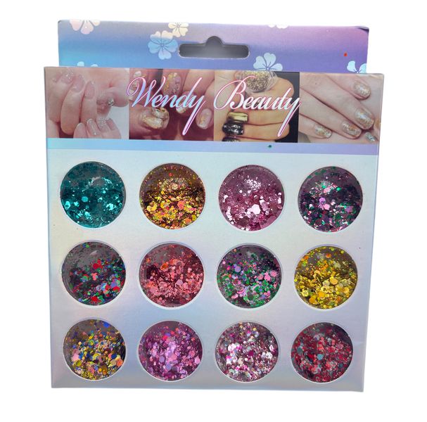 Wendy Beauty 12 Design Nail Decorations Kit Nail Art Mixed Color G040