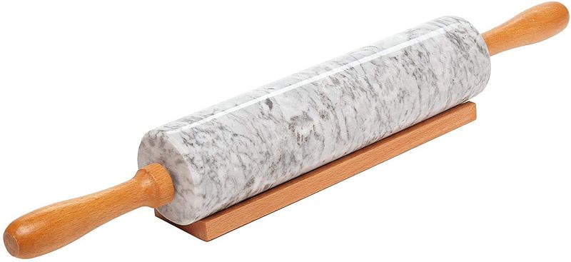 Upstairs Homeware Marble Rolling Pin with Wooden Handles - 45 cm