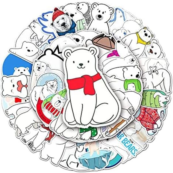 100 Pcs Lovely Bear Cartoon Animals Stickers Cute Waterproof Vinyl Stickers