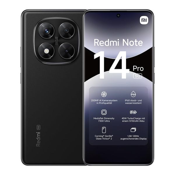 Redmi Note 14 Pro 5G 12GB RAM + 256GB ROM - Midnight Black