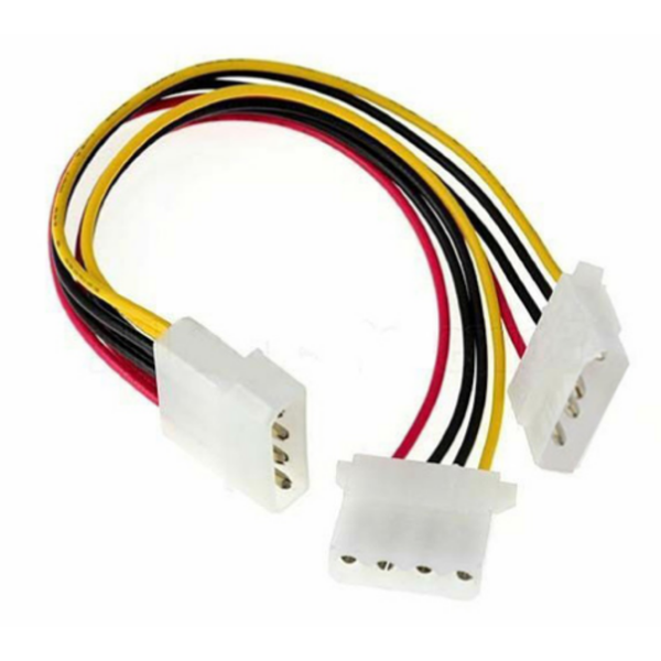 4 Pin Molex Power Supply Fan Splitter Y Cable - Pack of 2
