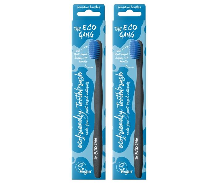 The Eco Gang Plant-Based Toothbrush Sensitive - Blue - 2 Pack
