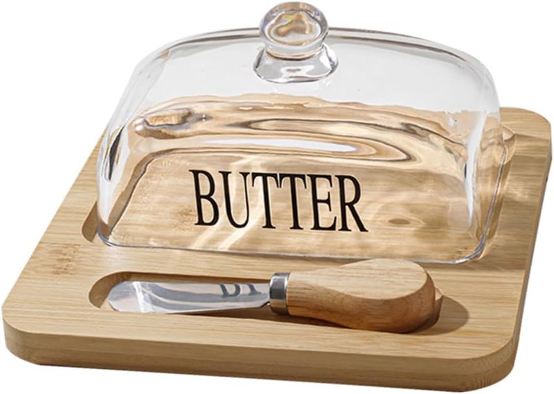 Glass Butter Dish With Knife