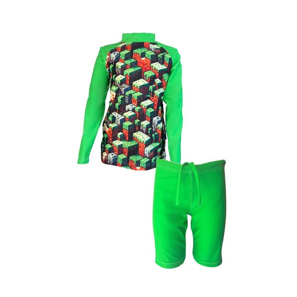 Kids Swim Two Piece Set: Arm Neck Cover Minecraft