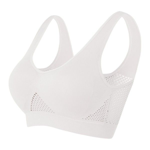 Breathable Padded Full Coverage Sports Bra - White