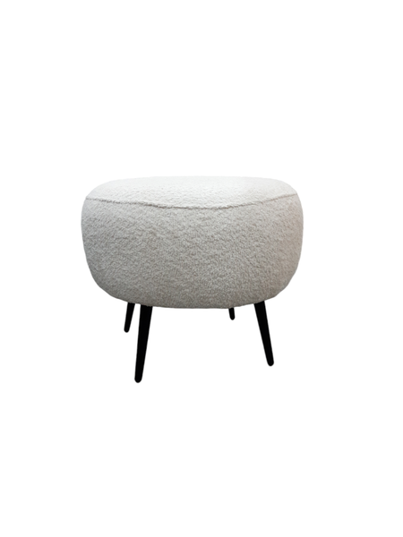 White Round Boucle Ottoman