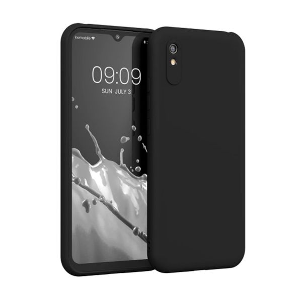 Liquid Silicone Back Case Compatible with Redmi 9A - Black