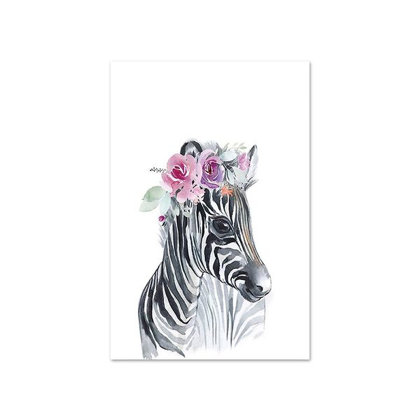 Large A2 size Canvas Print – Zebra With Flower Crown