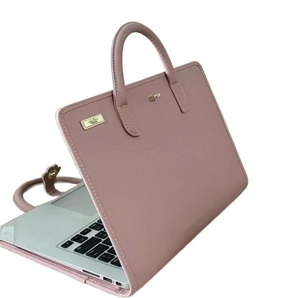 Pink PU Leather Laptop Protective Case with Handle Laptop Bag (14 inch)