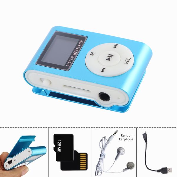 MP3 Music Player 128M Song Card Portable Mini with Metal Shell Blue