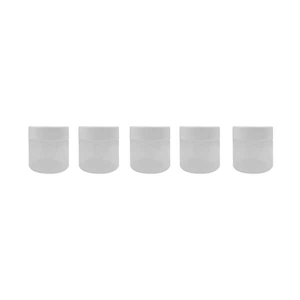 5 Pack 50g Clear Plastic Tubs with White Lids - Cosmetic &amp; Storage Jars