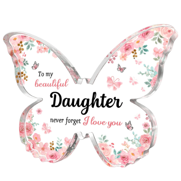 Butterfly-Shaped Beautiful Daughter Acrylic Keepsake Ornament - Clear