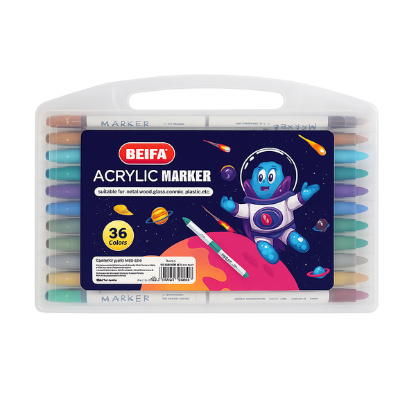36 Dual Tip Colour Markers Set - 2.0mm Chisel Tip - Multicolour -Carry Case