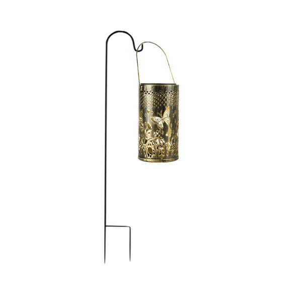 Garden Decor Shepherd Hook &amp; Butterfly Hanging Lantern Outdoor LED Light