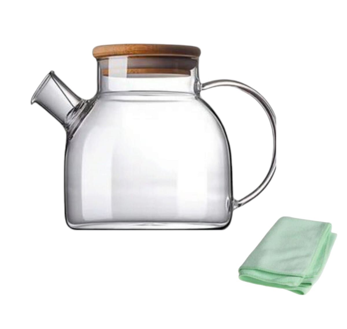 Transparent Glass Tea Pot 1.5L and Microfiber Cloth