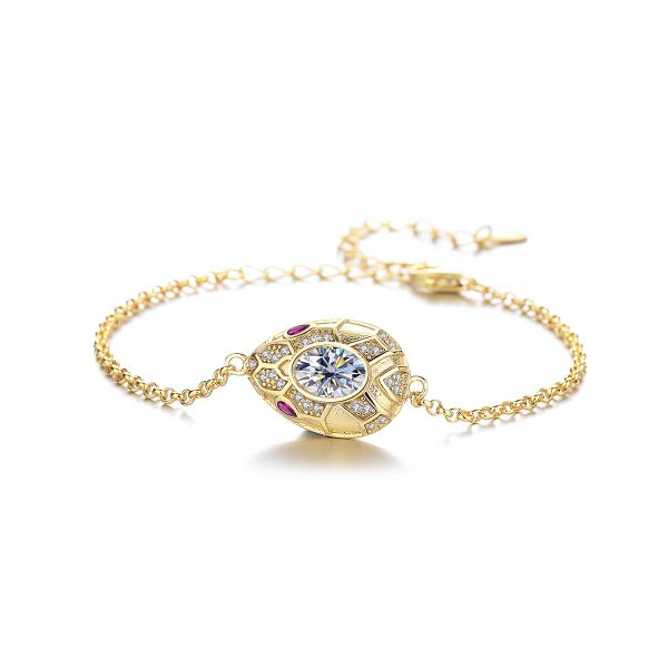 S925 Sterling Silver Moissanite Snake Head Bracelet