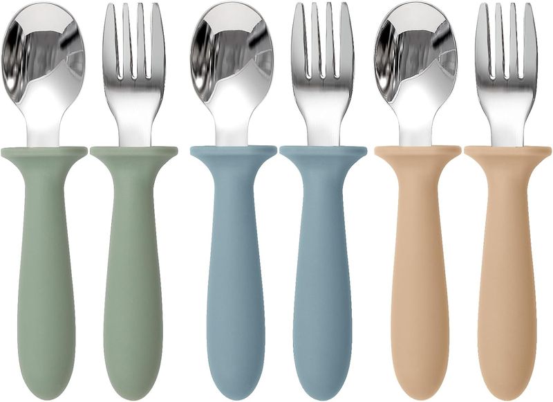 Toddler Utensils, 6 Pack Stainless Steel Children Safe Forks and Spoons