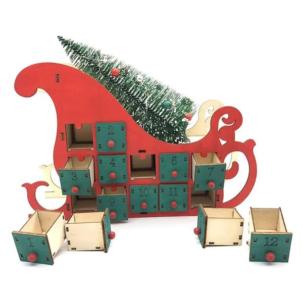 Christmas Countdown Ornaments Wooden Advent Calendar with 24 Drawers