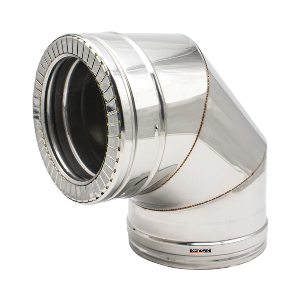 ECONOFIRE 130MM Double Skin Flue Bend 90-Degree