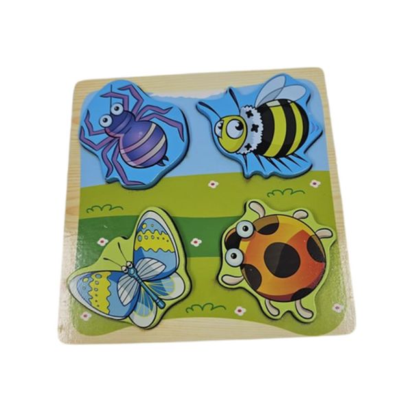 4-in-1 3D Wooden Insect Pegged Puzzle