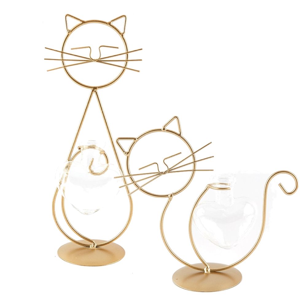 Home Decor Hydroponic Desktop Flower Vase - Cat Set of 2