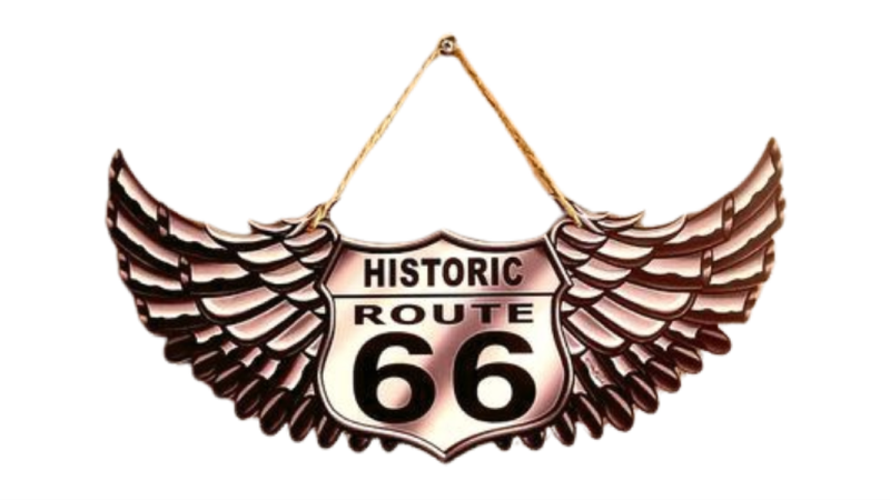 Wood Sign Route 66 Wings