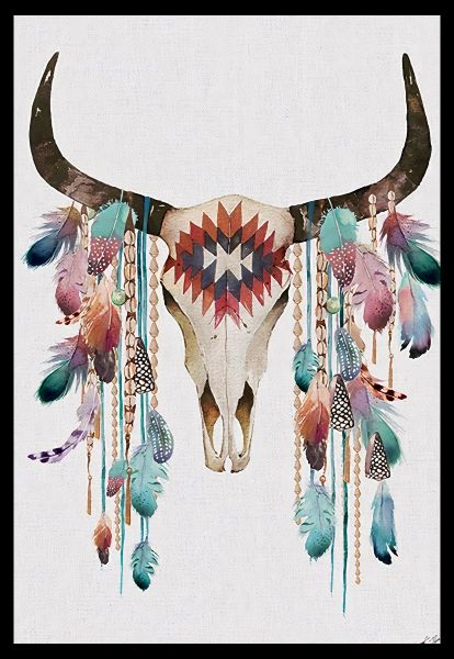 Summer Thornton - Tribal Skull Poster with Black Frame