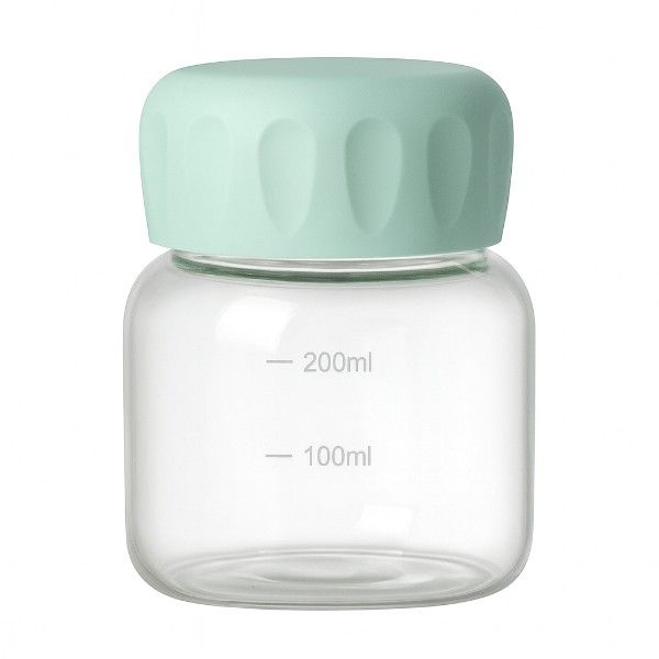 300ml Mini Heat-Resistant Milk Cup with Lid - Transparent Green