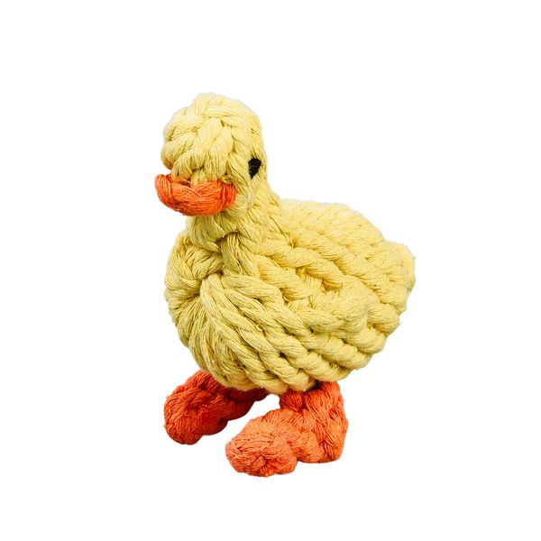 Yellow Duck Teething Rope Knot Pet Toy - Single Piece