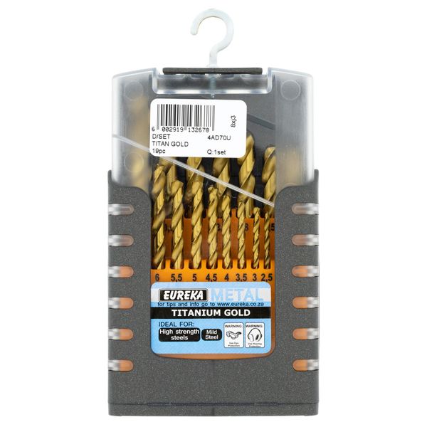 EUREKA DRILL BITS 19pc Titanium Gold 19 pieces SET for Metal 4AD70U