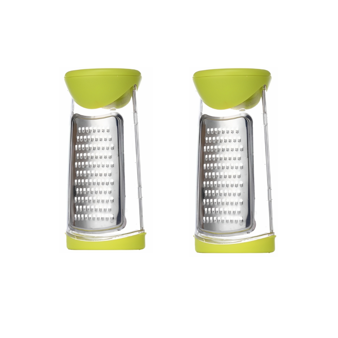 Pack Of 2 Stainless Steel Spice Grinder & Jar - Silver, Green