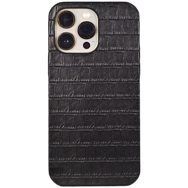 Phone Case with Textured Crocodile Print - Iphone 15 Pro Max - Black