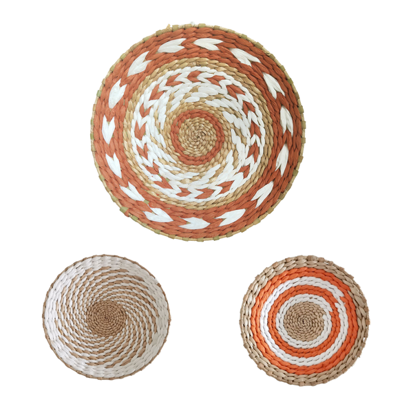 Bestby Woven Rattan Style Wall Baskets Boho Decor Hanging Set (3Piece)
