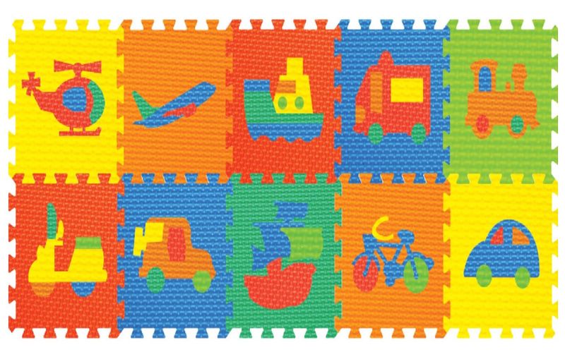 Transport Interlocking Puzzle Play Mat (EVA Foam - 10 Pieces) for Kids