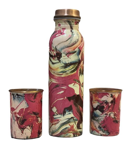 Pure Copper Naptune print 100% Water Bottle 1 Litter