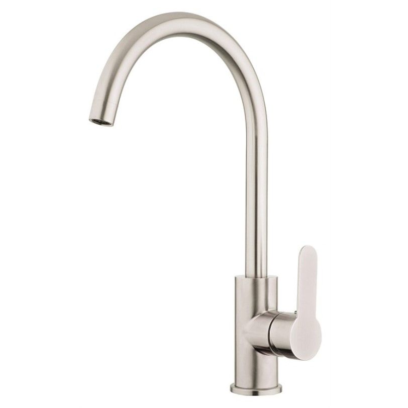 Flat Handle Brush Steel Kitchen Mixer Faucet Tap