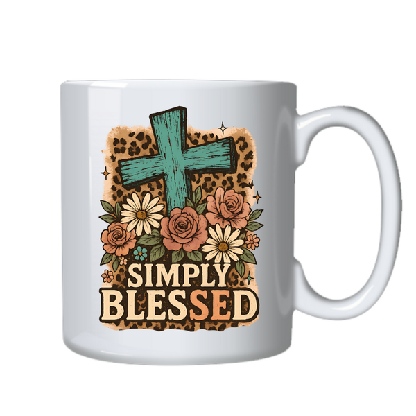 Simply Blessed Christian Theme Birthday Christmas Gift Printed Cup Mug 402