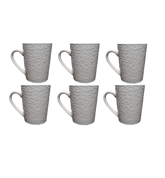 Set of 6 White Floral Mugs